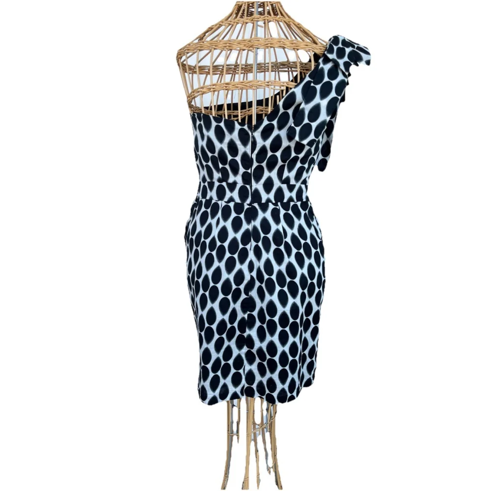 Dots One Shoulder Polka Dot Dress Black White Women S, Sexy Party Cocktel - Picture 11 of 16